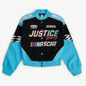 Girl's jean jacket 7/8 small NASCAR X Justice Collab Racing Jacket